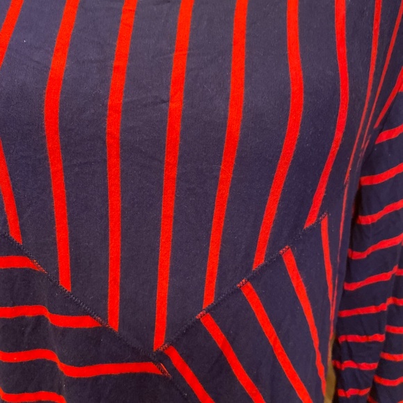 WOMEN'S SIZE XL RED NAVY LONG TUNIC TOP BLOUSE STRIPED - Picture 3 of 5